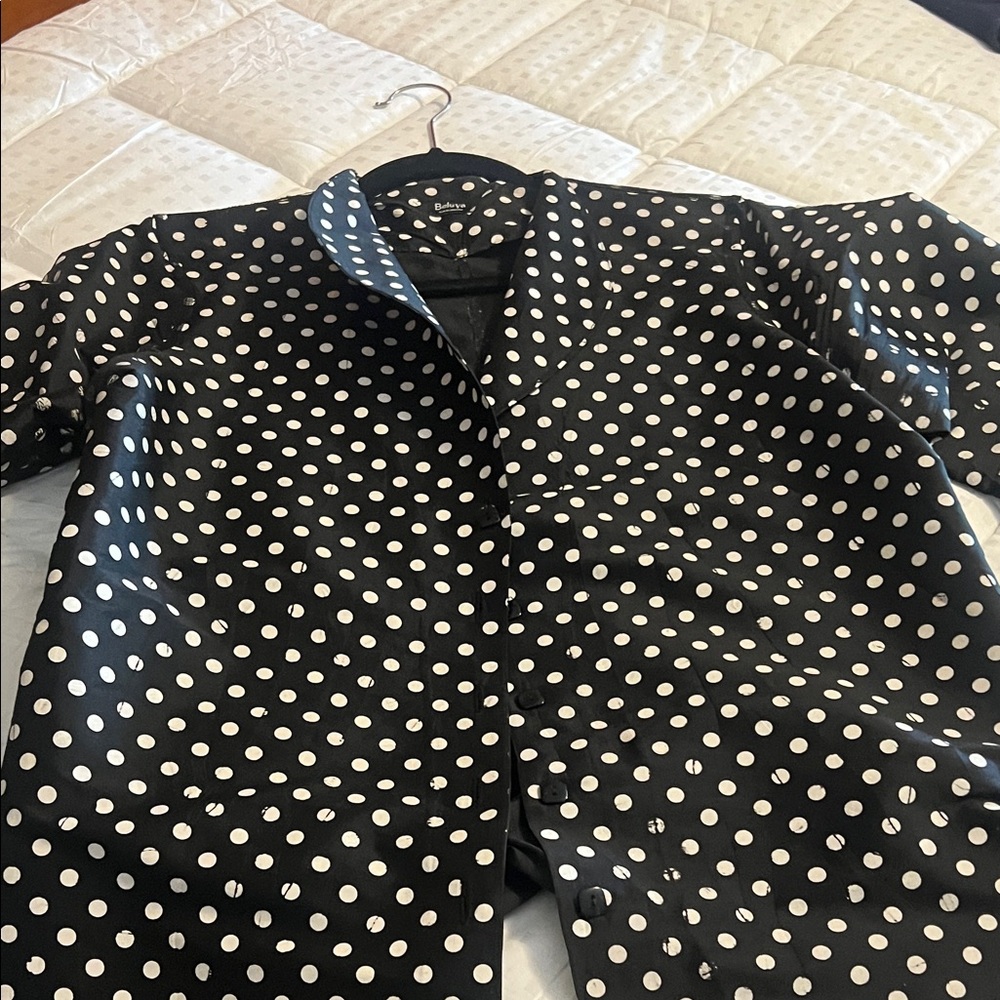 Black Polka Dot Button-Up Blouse Beluya San Francisco
